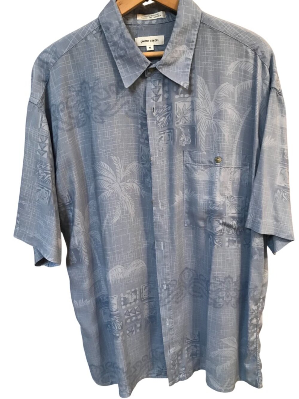 Pierre Cardin Tropical Men’s Shirt Vintage Button-Down Short Sleeves Size XL